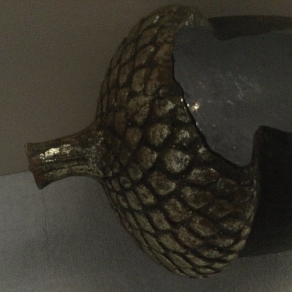 8" long wood acorn figurine statue home decoration with gold paint and leaves - Picture 4 of 5